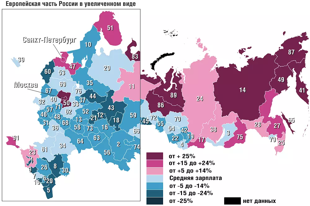 Средняя зарплата повара по субъектам России