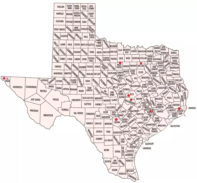 Иллюстрация: Дорогие округа штата Техас