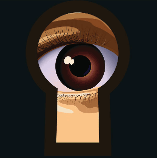 Иллюстрация: глаз в замочной скважине